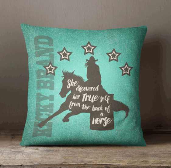 "Her True Self" Pillow - Barrel Racer