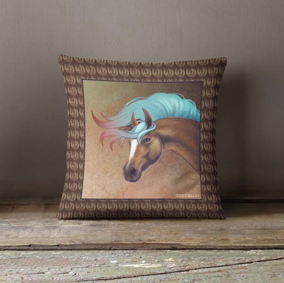 Salt Creek Horse Throw Pillow - Chocolate