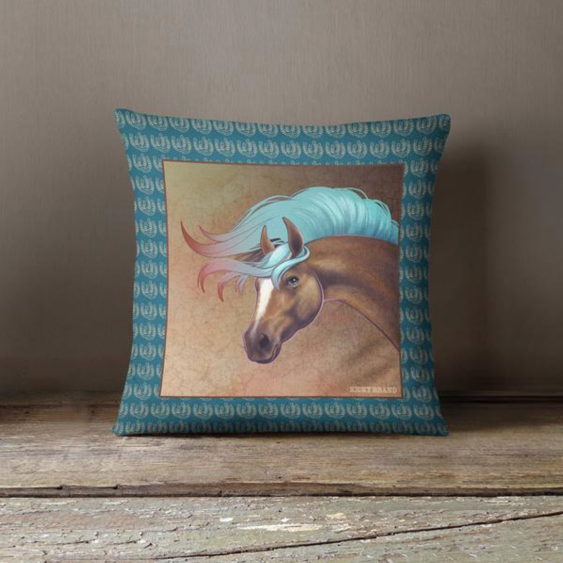 Salt Creek Horse Throw Pillow - Deep Aqua